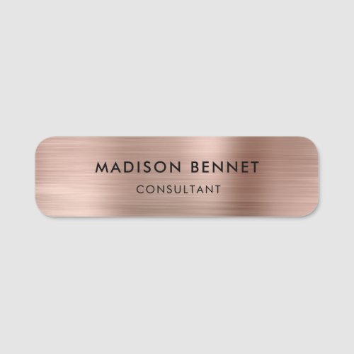 Elegant Rose Gold Professional Business Name Tag