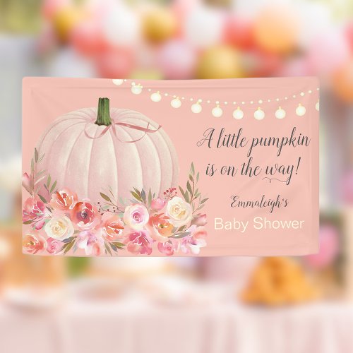 Elegant Rose Gold Pumpkin Baby Shower Banner