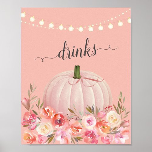 Elegant Rose Gold Pumpkin Baby Shower Drinks Poster