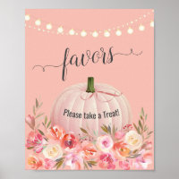 Elegant Rose Gold Pumpkin Baby Shower Favors Poster