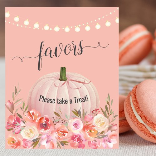 Elegant Rose Gold Pumpkin Baby Shower Favors Poster