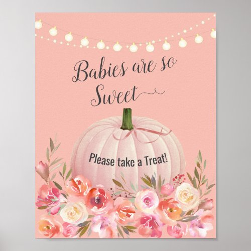 Elegant Rose Gold Pumpkin Baby Shower Treat Poster