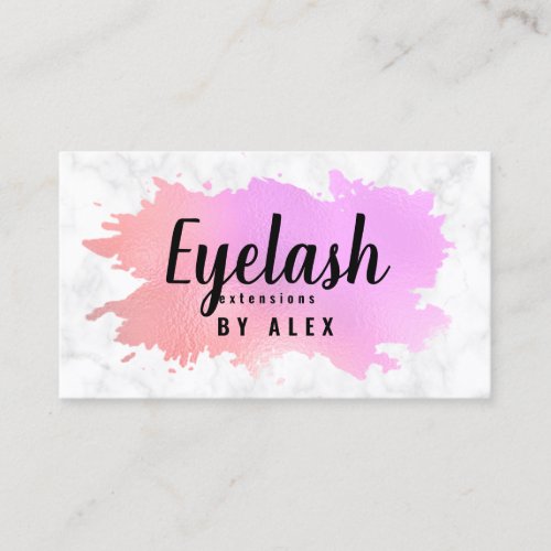 Elegant rose gold  purple eyelash extensions business card