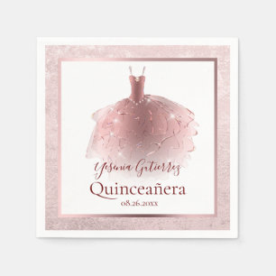 Elegant Rose Gold Quinceañera Dress Napkins
