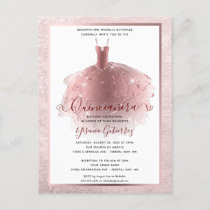 Elegant Rose Gold Quinceañera Dress Postcard