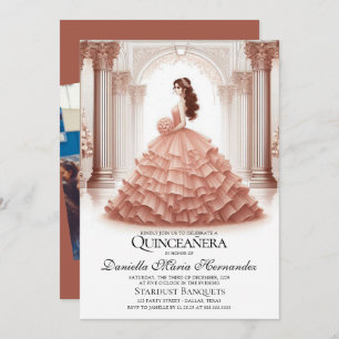 Elegant Rose Gold Quinceañera Invitation