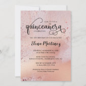 Elegant Rose Gold Quinceanera Photo Invitation (Front)