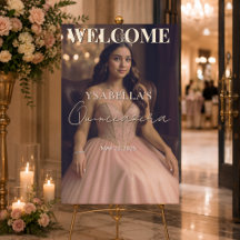 Elegant Rose Gold Quinceañera Welcome Sign