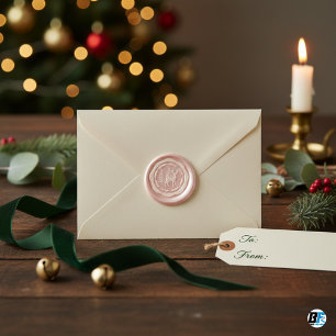 Elegant Rose Gold Reindeer Christmas Tree Holiday Wax Seal Sticker