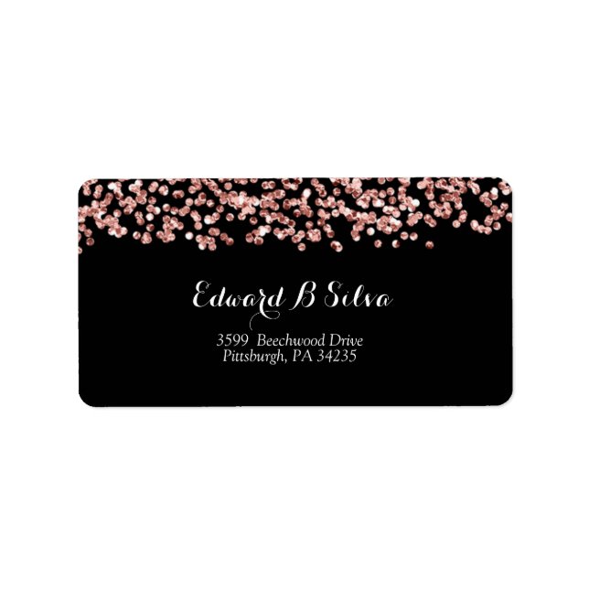 Elegant Rose Gold return address label (Front)
