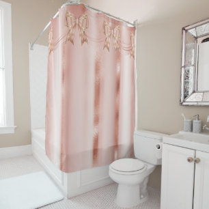 Elegant Rose Gold Ribbon Border Shower Curtain