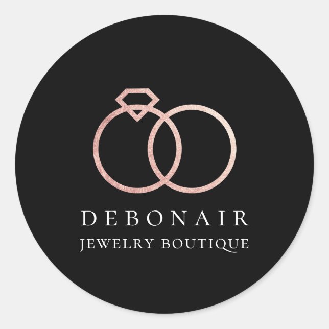 Elegant Rose Gold Ring Logo Personalized Classic Round Sticker (Front)