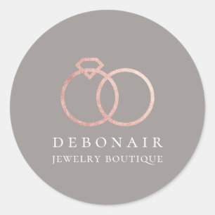 Elegant Rose Gold Ring Logo Personalized Classic Round Sticker