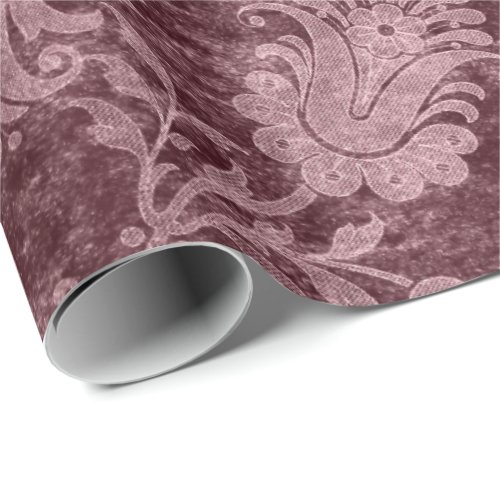 Elegant rose gold royal damask floral pattern wrapping paper