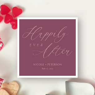 Elegant Rose Gold Script Mauve Wedding Napkins