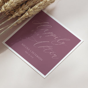 Elegant Rose Gold Script Mauve Wedding Napkins