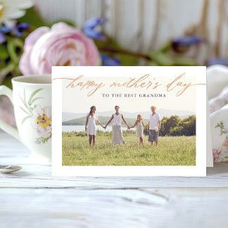 Elegant Rose Gold Script Mother's Day Photo Card