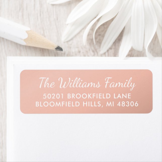 Elegant Rose Gold Script Return Address Label (Insitu)