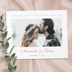 Elegant Rose Gold Script Wedding Photo Guest Book