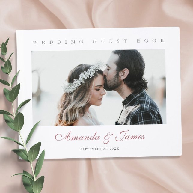 Elegant Rose Gold Script Wedding Photo Guest Book (Creator Uploaded)