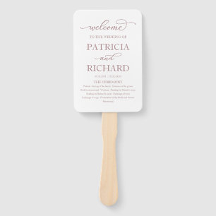 Elegant Rose Gold Script Wedding Program Hand Fan