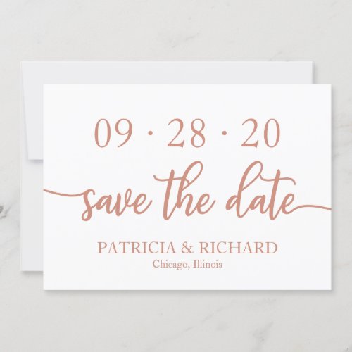 Elegant Rose Gold Script Wedding Save The Date Invitation