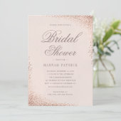 Elegant Rose Gold Shimmer Pink Bridal Shower Invitation (Standing Front)