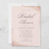 Elegant Rose Gold Shimmer Pink Bridal Shower Invitation (Front)