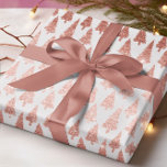 Elegant Rose Gold & Silver Christmas Tree Pattern Wrapping Paper<br><div class="desc">This holiday wrapping paper features simulated metallic gold faux foil ornate christmas pine tree silhouettes scattered over a beautiful platinum silver color</div>