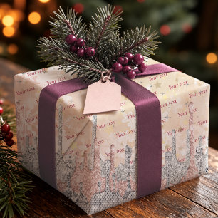 Elegant Rose Gold Silver Dripping Glitter Wedding Wrapping Paper