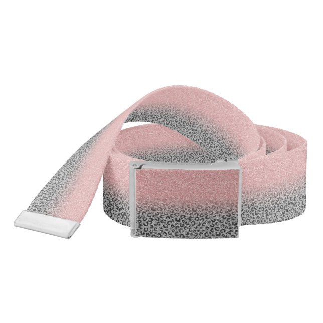  Elegant Rose Gold Silver Glitter Leopard Print Belt (Snake)