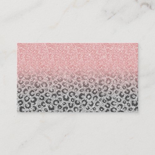  Elegant Rose Gold Silver Glitter Leopard Print Business Card