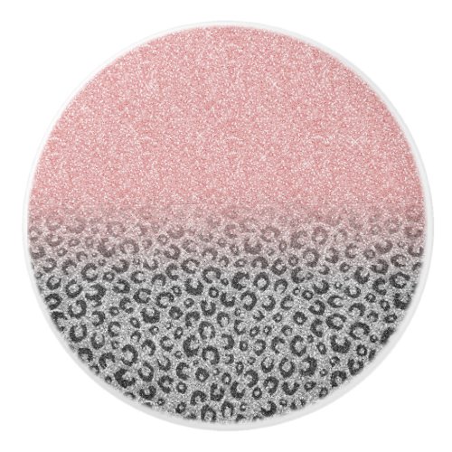  Elegant Rose Gold Silver Glitter Leopard Print Ceramic Knob