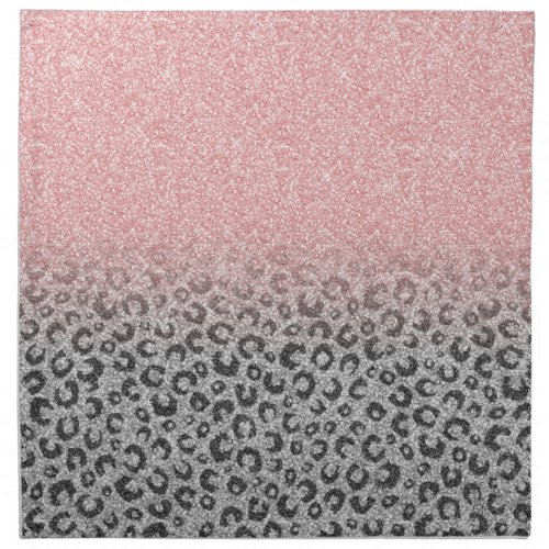  Elegant Rose Gold Silver Glitter Leopard Print Cloth Napkin