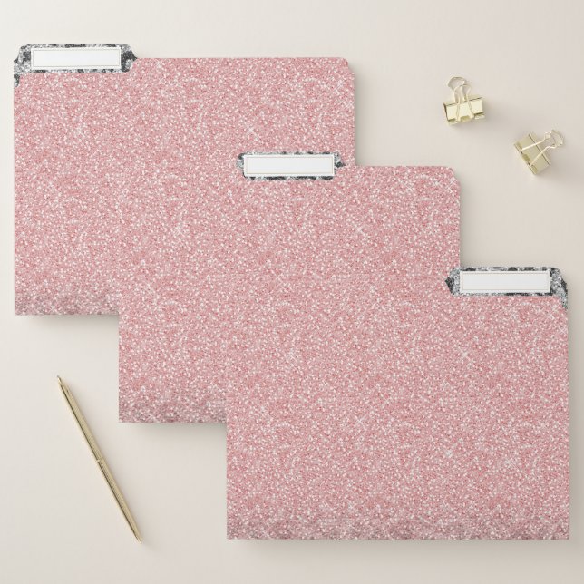  Elegant Rose Gold Silver Glitter Leopard Print File Folder (Set)