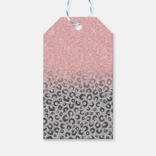  Elegant Rose Gold Silver Glitter Leopard Print Gift Tags