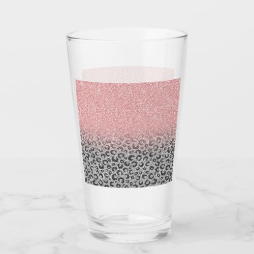  Elegant Rose Gold Silver Glitter Leopard Print Glass