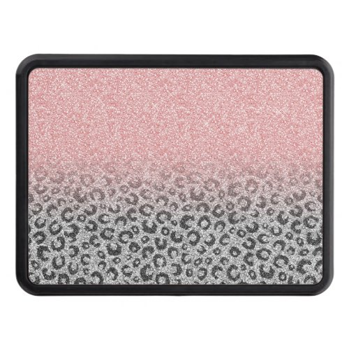  Elegant Rose Gold Silver Glitter Leopard Print Hitch Cover