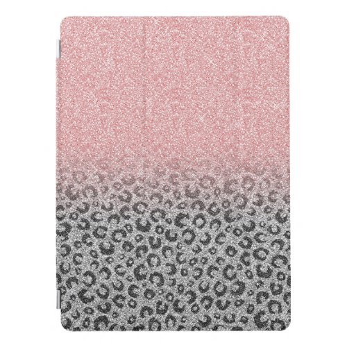  Elegant Rose Gold Silver Glitter Leopard Print iPad Pro Cover