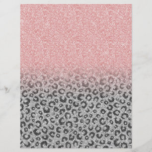 Elegant Rose Gold Silver Glitter Leopard Print Letterhead