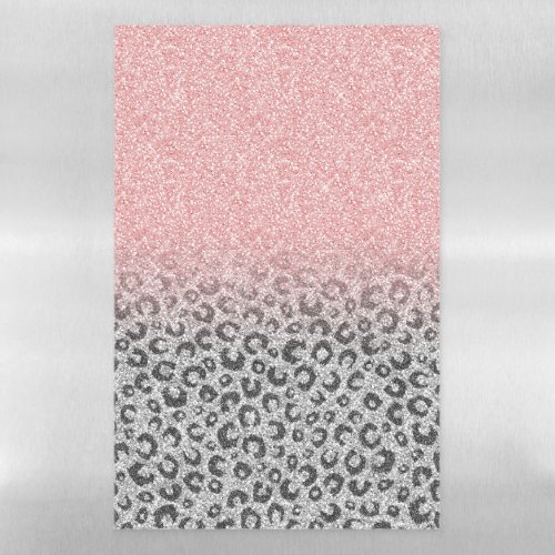  Elegant Rose Gold Silver Glitter Leopard Print Magnetic Dry Erase Sheet