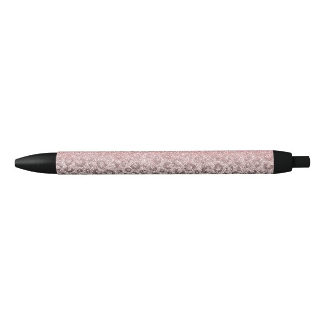  Elegant Rose Gold Silver Glitter Leopard Print Pen (Front)