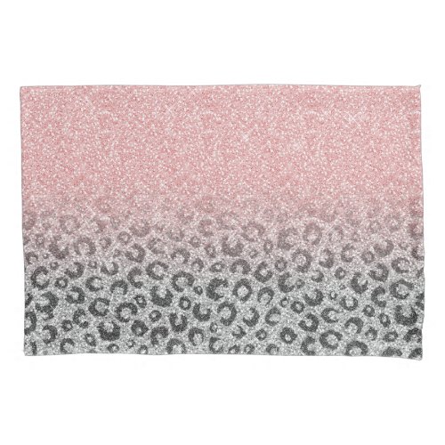  Elegant Rose Gold Silver Glitter Leopard Print Pillow Case