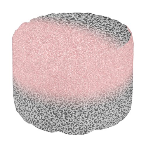  Elegant Rose Gold Silver Glitter Leopard Print Pouf