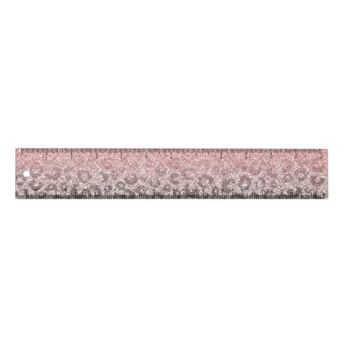  Elegant Rose Gold Silver Glitter Leopard Print Ruler