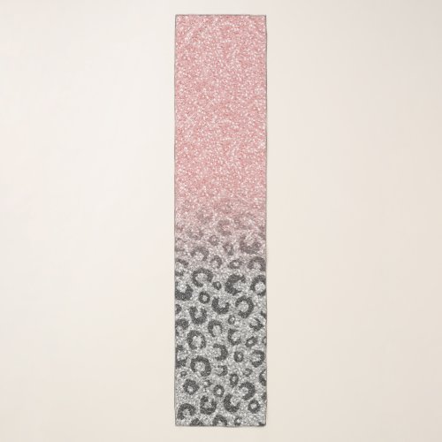  Elegant Rose Gold Silver Glitter Leopard Print Scarf