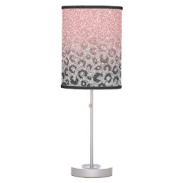  Elegant Rose Gold Silver Glitter Leopard Print Table Lamp