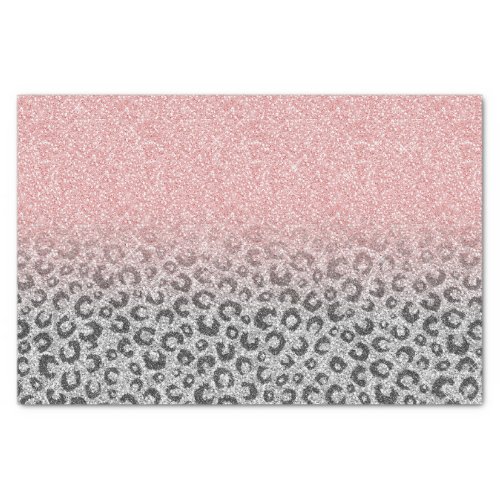  Elegant Rose Gold Silver Glitter Leopard Print Tissue Paper