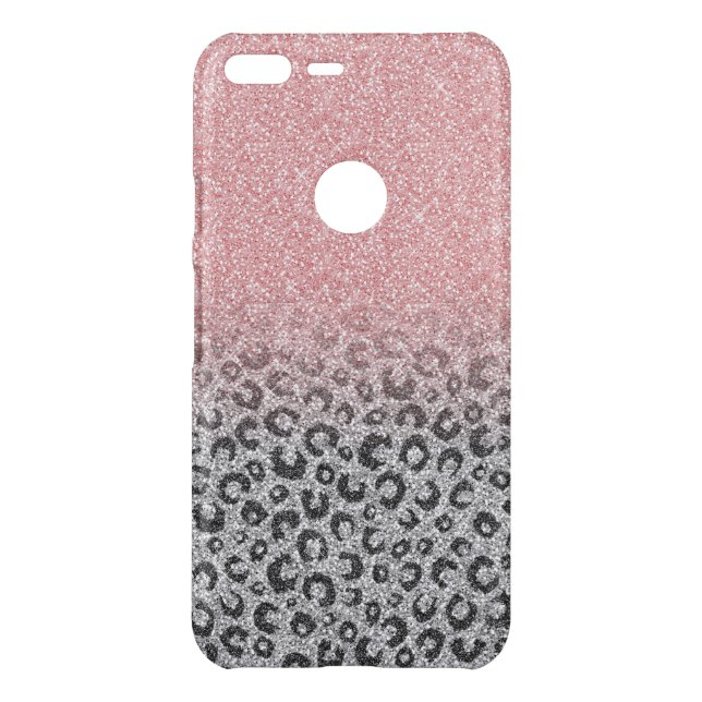  Elegant Rose Gold Silver Glitter Leopard Print Uncommon Google Pixel XL Case (Back)