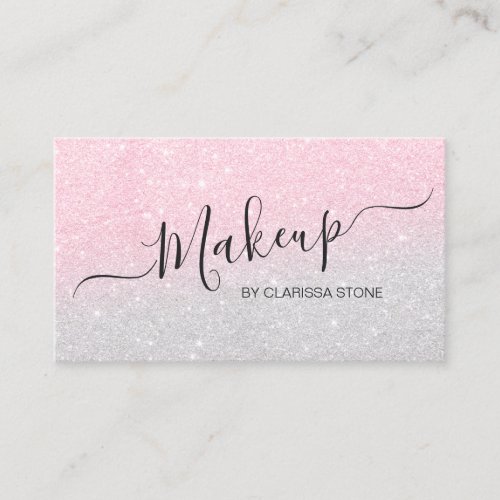 Elegant rose gold  silver glitter makeup artist business card